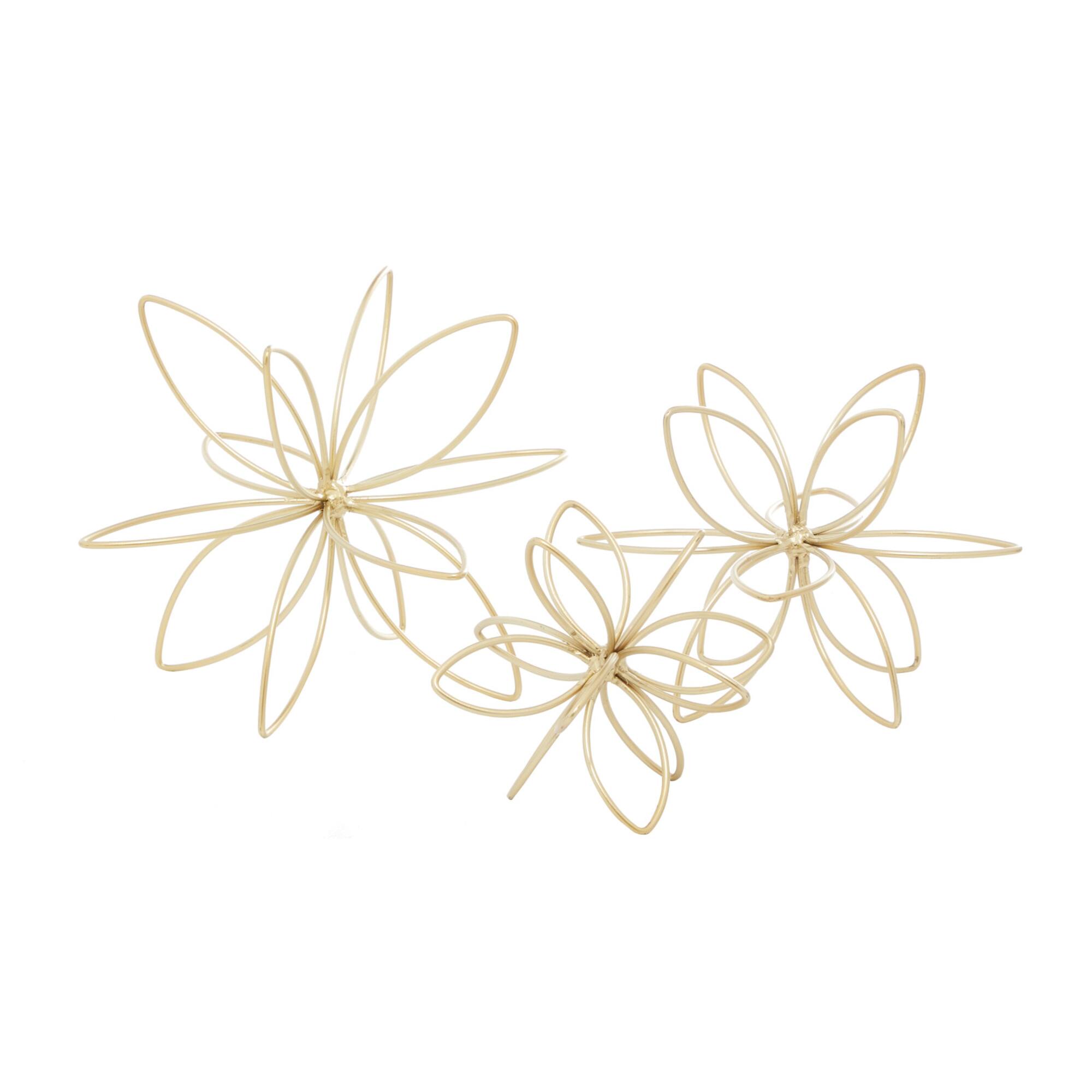 CosmoLiving by Cosmopolitan Gold Metal Abstract Flower Sculpture Set